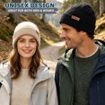 thumbnail image 3 of EINSKEY Knit Cuffed Lined Beanie, 2-Pack Skull Cap Beanie Stocking Hats For Men Women Fall Winter - Black Beige, 3 of 8
