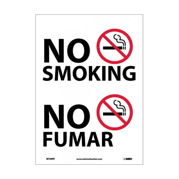 NMC Signs M749Pb, No Smoking Sign - Bilingual, 14 X 10, Pressure Sensitive Vinyl .0045