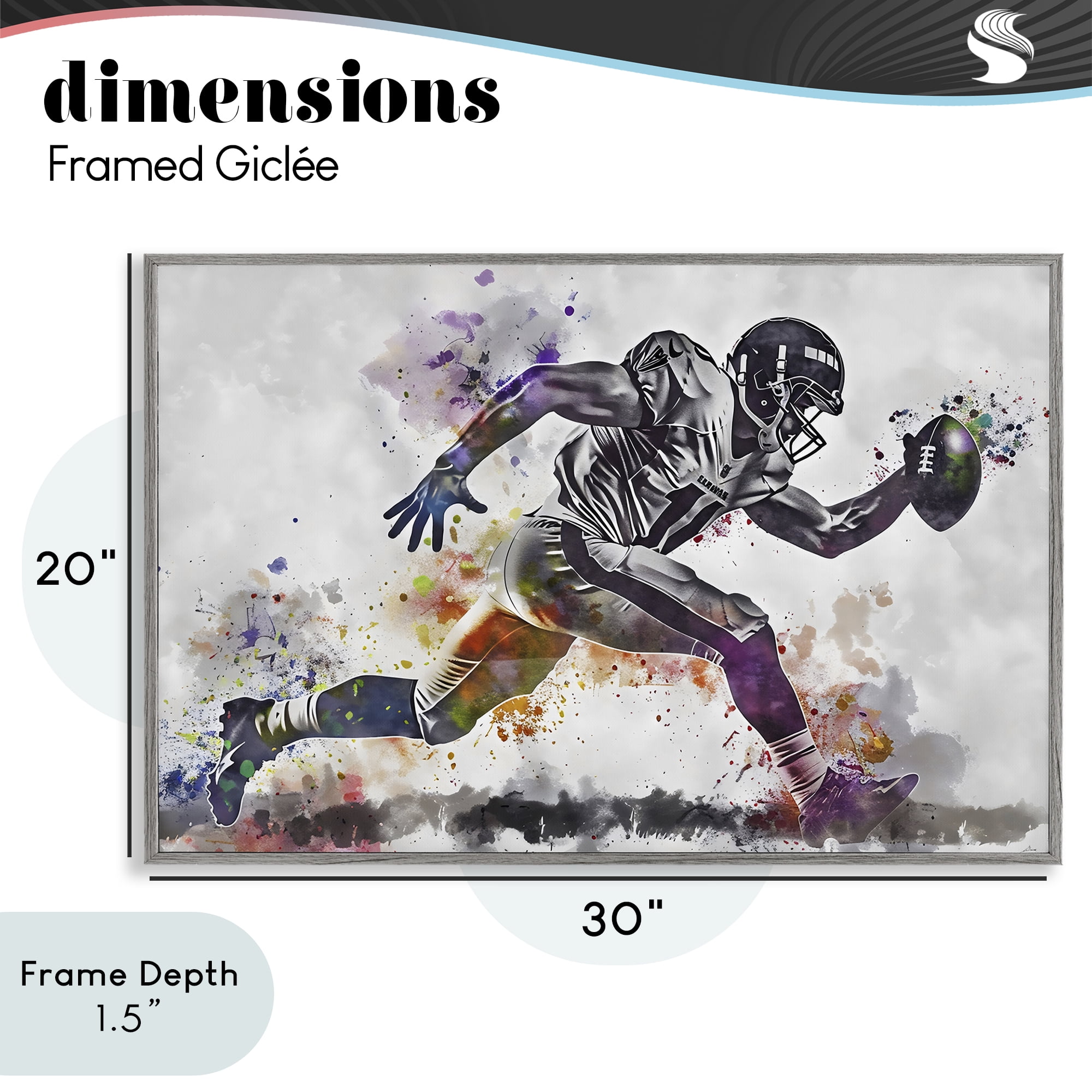 Stupell Industries Endurance Football Sprint Gray Framed Giclee Art, design by Creative Studio