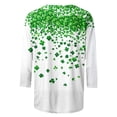 thumbnail image 4 of St. Patrick's Day Shirt for Women Glitter Clover Graphic T-Shirt 3/4 Sleeve Crewneck Festival Apparel Shamrock Print Sparkle Irish Holiday Tops, 4 of 5