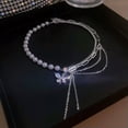 thumbnail image 4 of K-KED Pearl Zircon Butterfly Tassel Pendant Stitching Light Luxury Clavicle Chain R:yq-A1, 4 of 7