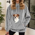 thumbnail image 2 of NOLDARES Womens Dog Pouch Hoodie with Kangaroo Pocket Oversized Pet Carrier Sweatshirts Animal Holder Long Sleeve Pullover,Grey,S, 2 of 5