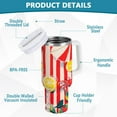 thumbnail image 2 of Yayeee 40oz Double-Wall Insulated Stainless Steel Tumbler with Handle Bottle, Red Striped Lemon, 2 of 8