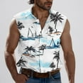thumbnail image 2 of cllios Mens Hawaiian Shirts Sleeveless Casual Button Down Tank Tops Summer Tropical Palm Tree Printed Lapel Shirts with Pockets, 2 of 6