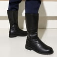 thumbnail image 6 of XUNKUSGA Knee High Boots for Men Classic Solid Color Pu Leather Pull On Costume Shoes Retro Round Toe Flat Heel Side Zipper Motorcycle Riding Long Boots,6.5, 6 of 9