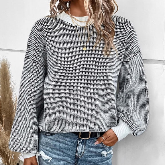 Only Moment White Fall Sweaters for Women Crew Neck Quiet Luxury Style, Chunky Knit Texture, Winter Holiday Outfit, Easy Layering Piece, Fall Fashion Staple L