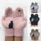 thumbnail image 2 of Guantes de invierno para hombres mujeres adolescentes lindo gato y pájaro impreso térmico tejido, 2 of 5