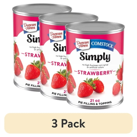(3 pack) Duncan Hines Comstock Simply Strawberry Pie Filling and Topping, Ready to Use, 21 oz.