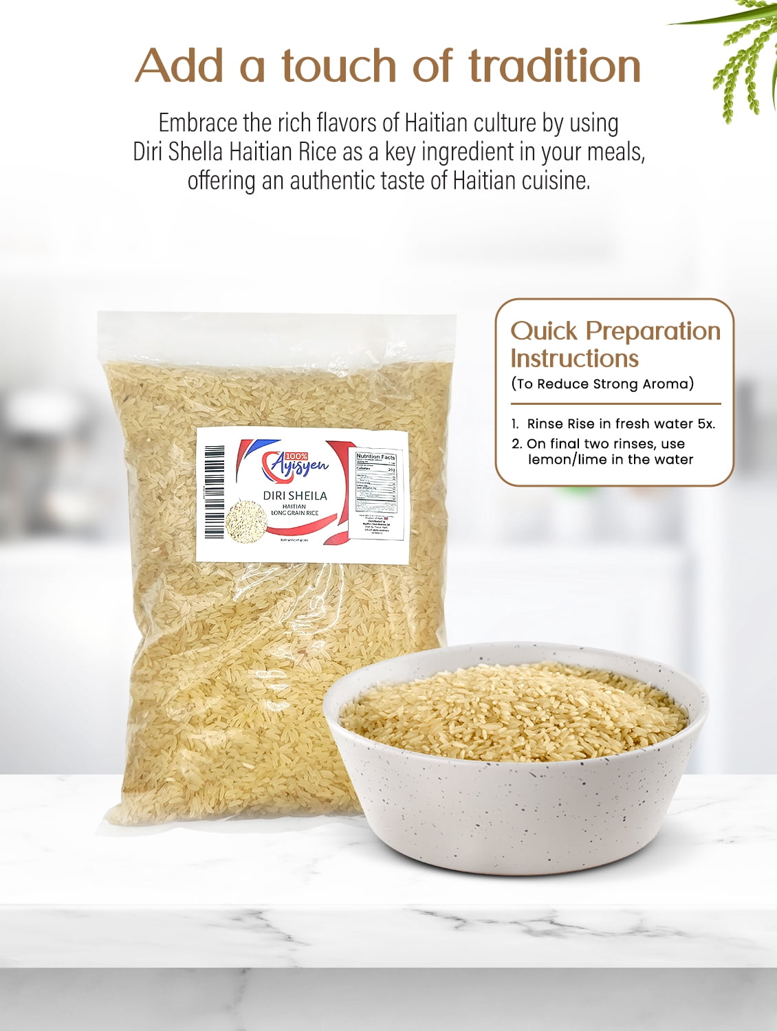 Riz Shella - Diri Shella - Rice Shella - Directly from Haiti - 100% Ayisyen