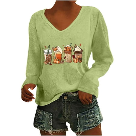 

Plaid Shirts for Women Fall Clothes for Women 2022 Women Casual Print Christmas Loose Long Sleeve V-Neck Tops Womens Tops Casual Long Sleeve Corset Tops for Women