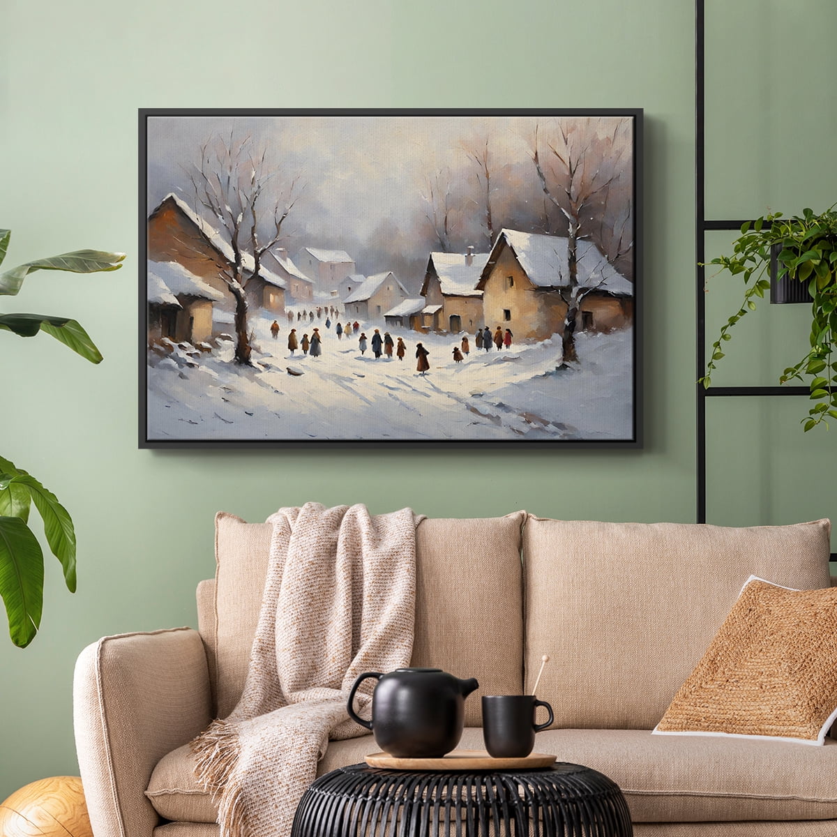 Vintage Landscape-CCX By Wexford Home Framed in Black Wood Gallery Wrapped Canvas 25 in. x 37 in.