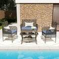 thumbnail image 2 of 4-Piece Rattan Patio Furniture Set, Outdoor Table & Chairs Set with Cushions, Balcony Porch Garden Backyard Lawn Patio Conversation Set, Acacia Wood Table Top, 2 of 6