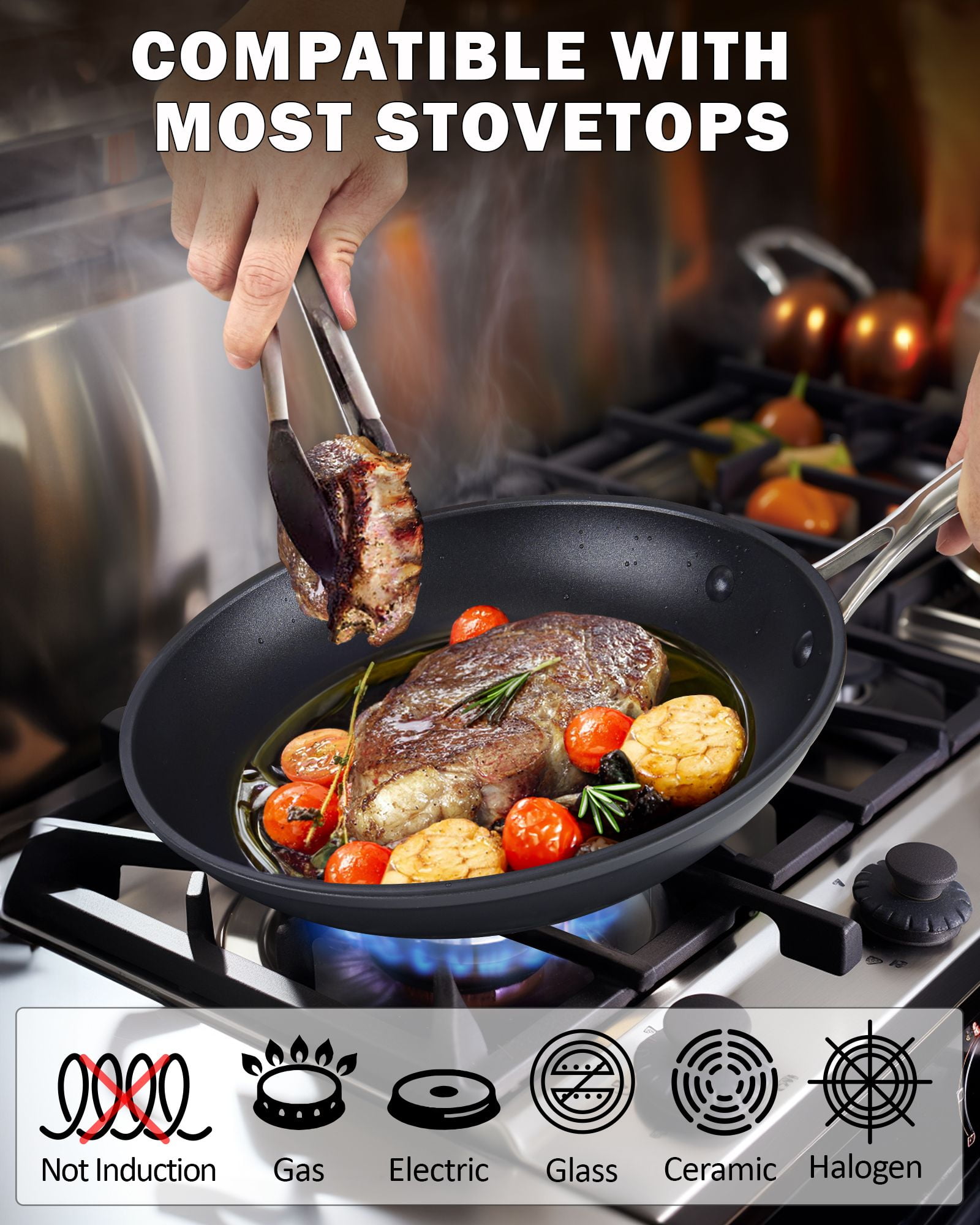Cooks Standard Classic 8 Inch Hard Anodized Nonstick Frying Pan, Ceramic Non Stick Skillet, Induction Cookware Egg Omelette Pan, Oven Safe, Black & Apricot