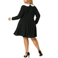 thumbnail image 3 of MODA NOVA Juniors Plus Size Spring Fall Winter Peter Pan Collar Above Knee Dress 4X Black, 3 of 7