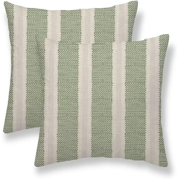 Sage Green Polka Dot Pillow Covers 18 x 18 Inch Set of 2 Boho Striped Decorative Outdoor Throw Pillow Covers Linen Modern Geometry Cushion Cases for Home Sofa Couch Living Room Decor