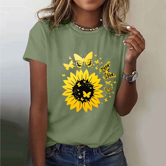 Rezuofi 2 Pcs Womens Lover Printed Tshirt Graphic Tees Crew Neck Summer Short Sleeve Loose Fit Tops