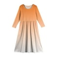 thumbnail image 4 of Inglocry Girls Maxi Dress Long Sleeve Round Neck Casual Holiday Dress with Pockets for 5-14 Years Summer Dresses For Teens Orange 7-8Y, 4 of 4