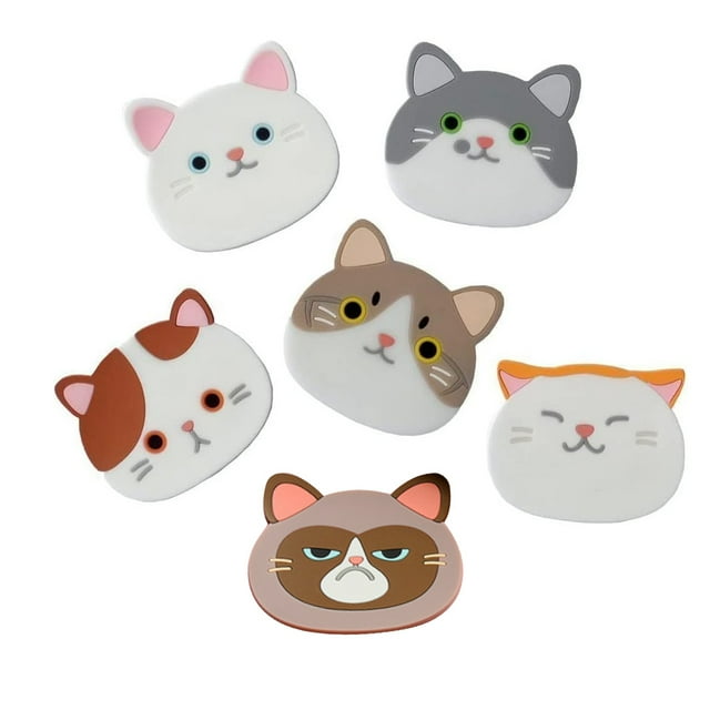 Juego de 6 posavasos de silicona con forma de gato, con superficie aislante de goma, flexible, duradero, antideslizante, para bebidas, cerveza, ideas de regalo