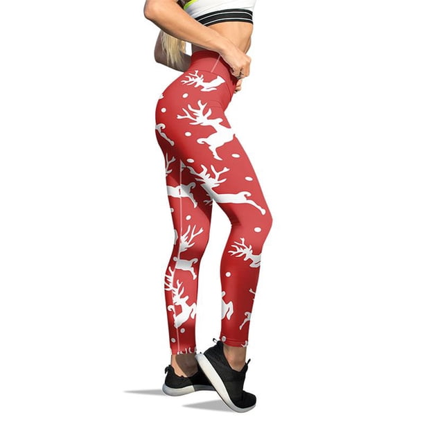 MKLEKYY Leggings ajustados para mujer, personalizados, de Navidad, con diseño de Papá Noel y muñeco de nieve, para yoga, correr y gimnasio.