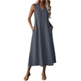 thumbnail image 2 of Horkkom Maxi Dresses for Women Sleeveless Linen Summer Dresses Beach Casual Long Dresses with Pockets, S-2XL, 2 of 9