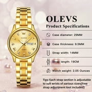 OLEVS Watches for Women Luxury Dress Quartz Analog Casual Gold Plated Stainless Steel Waterproof Luminous Date Fashion Ladies Wrist Watches Gifts Relojes para Mujer