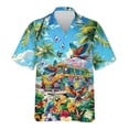thumbnail image 4 of Camisa hawaiana con estampado 3D de pájaro y autobús para hombre, blusa gráfica hippie hawaiana, blusas de verano con botones de solapa para vacaciones, camisas de playa, 4 of 5