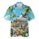 thumbnail image 4 of Camisa hawaiana con estampado 3D de pájaro y autobús para hombre, blusa gráfica hippie hawaiana, blusas de verano con botones de solapa para vacaciones, camisas de playa, 4 of 5