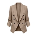 thumbnail image 6 of Stamzod Womens Blazers for Work Casual 3/4 Sleeve Double Breasted Suit Jacket Business Office Open Front Blazer with Pockets Khaki XL, 6 of 9