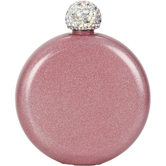 140ml/5 oz Cute Flask for Women, Stainless Steel Flasks for Liquor for Women, Hip Flask, Lady Drinking Flasks, Whiskey Flask, Round Girl Flask, Small Cool Flask Light Red