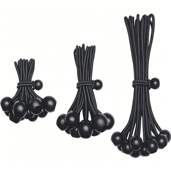 MISSMILE Bungee Cords with Balls 30 Pack,Ball Bungee Cords Comes in Three Sizes: 4 "6" 9",UV Resistant,Antioxidant,Secure Tie Down. (30,Black)