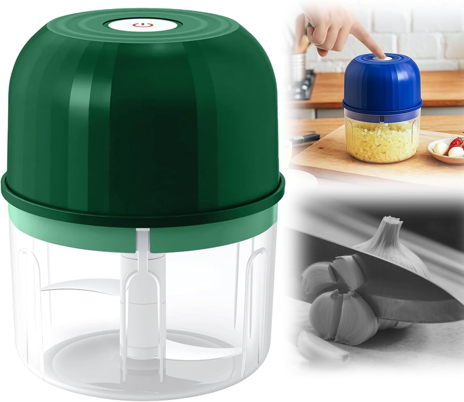 ABPETE Electric Garlic Chopper, Cordless Multifunctional Mini Electric Garlic Chopper, Upgrade Electric Food Chopper Garlic Crusher Portable Wireless Food Processor for Garlic, Onion (Navy)