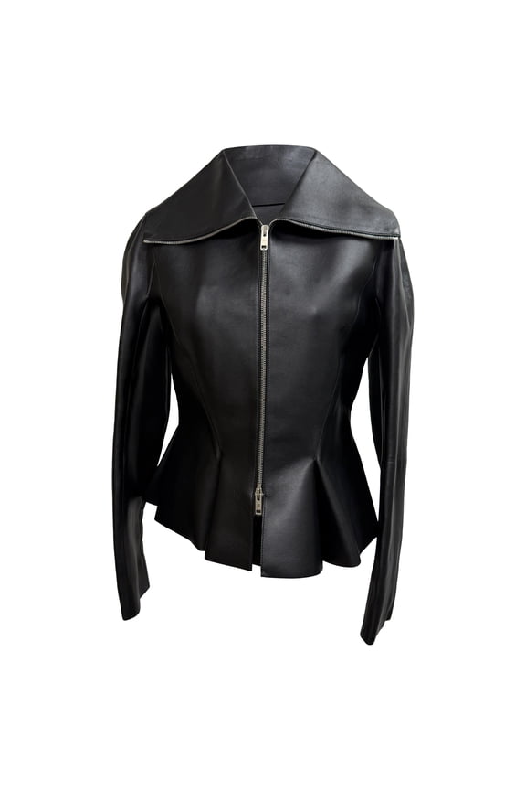 Pre-Owned Givenchy Peplum Jacket in Black Leather