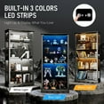 thumbnail image 3 of TOPCOMFY 70.8" Display Cabinet with Glass Doors, 5-Tier Curio Cabinet with 3 Color Lights for Collectibles, Glass Display Case with Lock, Storage Cabinets, Black, 3 of 10