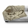 thumbnail image 2 of Coffee Art Soft Flannel Fleece Blanket, Retro Inspired Morning Theme Cup and Ship Sailing on Ocean Waves Doodle, Cozy Plush for Indoor and Outdoor Use, 60" x 80", Chocolate and Beige, by Ambesonne, 2 of 5