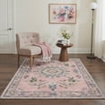 thumbnail image 3 of 2x7 Area Rugs for Hallway Machine Washable with Non Slip Backing, Low Pile Lightweight Runner Rug for Laundry Room, Bedroom, Bathroom, Floral Medallion Print Pattern, Dusty Rose, 3 of 4