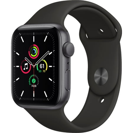 Apple Watch SE 44mm Space Gray Aluminum - Black Sport Band MYDT2LL/A ( Open Box Like New)