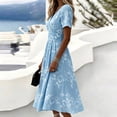 thumbnail image 4 of QSAWXQZ Women's Floral Wrap Midi Dress Short Sleeve V Neck A Line Sundress Vacation Outfit Casual for Summer XL, 4 of 6