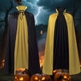 thumbnail image 6 of Gelikeya Halloween Reversible Hooded Cloak Unisex Stand Collar Cape Halloween Christmas Party Apparel, Yellow, Size 130cm, 6 of 6