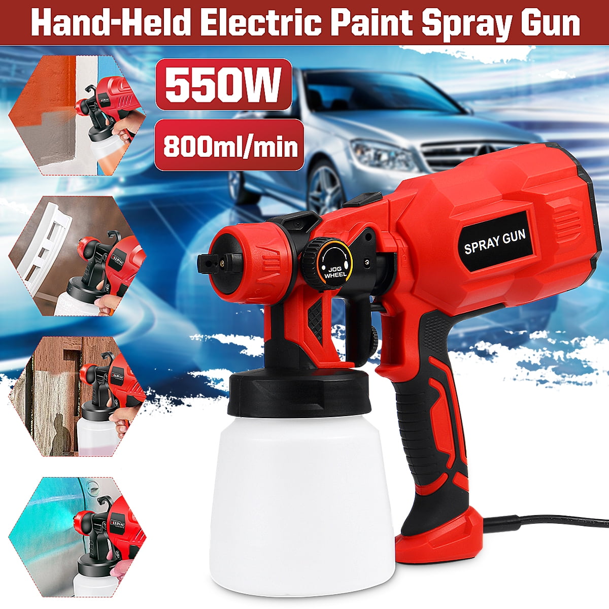 1.8/2.6MM Nozzle Spray Gun 800ML Large Capacity Electric Paint Spray