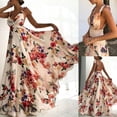 thumbnail image 1 of goowrom Women's Long Flower Pattern Slender Waist Strap Style Dress, 1 of 7