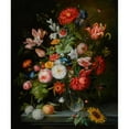 thumbnail image 2 of Continental School 15x17 Black Ornate Wood Framed Double Matted Museum Art Print Titled - Still Life with Flowers in a Glass Vase (20th Century), 2 of 5