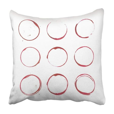 WOPOP Red Mark Wine Bottom Glass Ring Stains For Badge Design Realistic Watercolor Red Circle Pillowcase Cover 18x18 (Best Way To Get Out Red Wine Stain)
