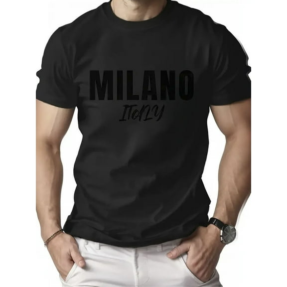 [100% Cotton Milano T-Shirt] Lightweight 100% Cotton Milano Italy-Inspired Men's T-Shirt | Classic Bohemian Style, Casual & Comfortable, Short Sleeve, Round Neck, All-Season Wear