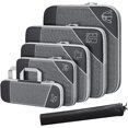 thumbnail image 1 of SURJDE Cubes de Compression, 6 Pcs/ensemble Cubes de Voyage, Cube de Compression en Maille Étanche, Poignée en Nylon avec Fermeture Éclair Accessoires de Voyage pour Emballage (Noir), 1 of 6