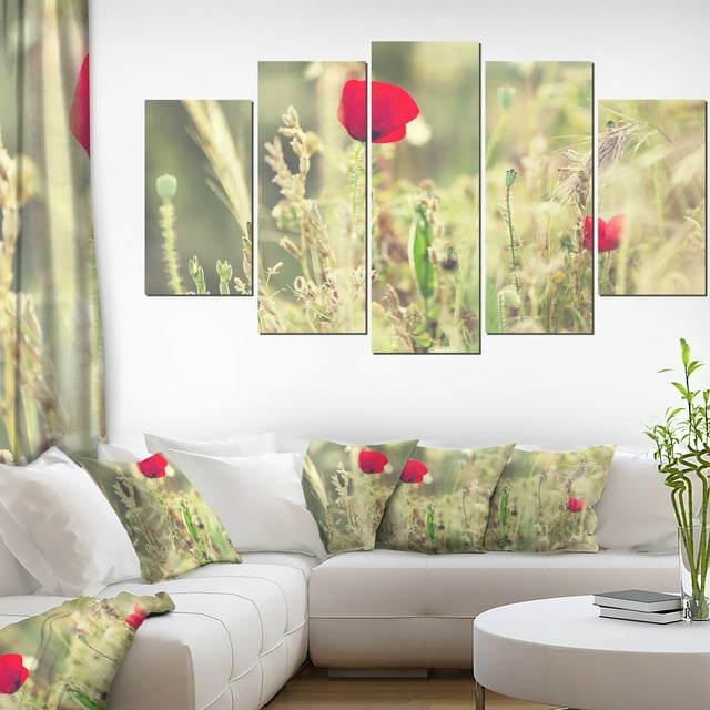 Meadow with Wild Poppy Flowers - Large Flower Canvas Art Print