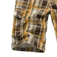 thumbnail image 6 of Tslinn Men’s Classic Cargo Stretch Shorts, Multi Pocket, Checkered, Yellow, 6 of 6