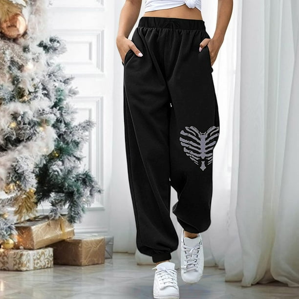 zanvin Women Solid Print Sweatpants High Waist Workout Wide Leg