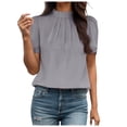 thumbnail image 1 of Camiseta holgada de manga corta lisa para mujer: gasa con pompones, cuello redondo, abertura en la espalda, tallas S-XL, ideal para combinar con vaqueros o leggings., 1 of 5