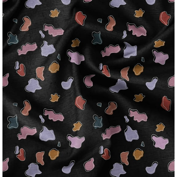 Soimoi Pure Silk Black Fabric - By the Yard - 42 Inch Wide - Abstracts Art Fabric - Contemporary and Unique Patterns for Creative Projects Printed Fabric