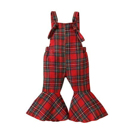 

Penkiiy Toddler Baby Girl Lattice Print Jumpsuits Cartoon Printing Strap Romper Pants kids Baby Easter Romper 2-3 Years Red on Sale